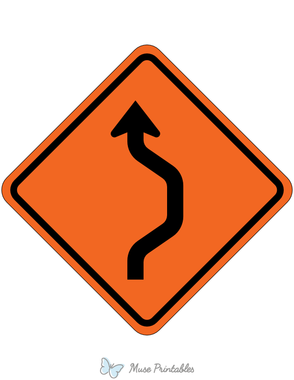One Lane Double Reverse Curve Right Sign