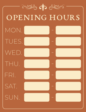 Opening Hours Sign