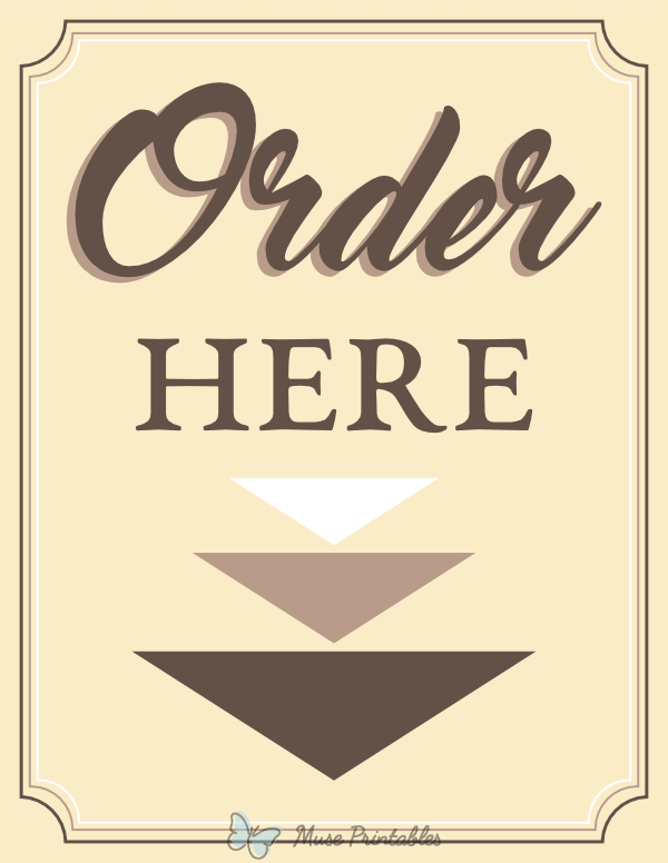 Order Here Arrow Sign