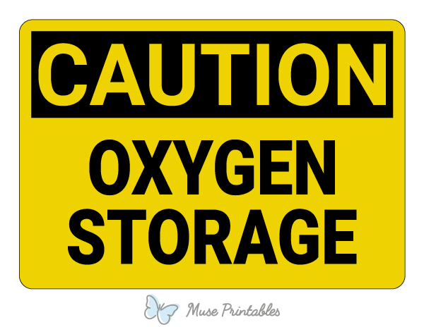Oxygen Storage Caution Sign
