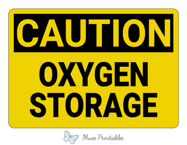 Printable Oxygen Storage Caution Sign