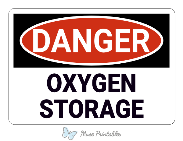 Oxygen Storage Danger Sign