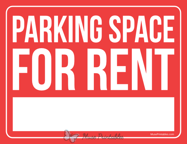 Parking Space For Rent Sign