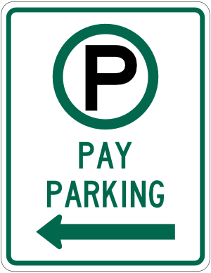 Pay Parking Left Arrow Sign