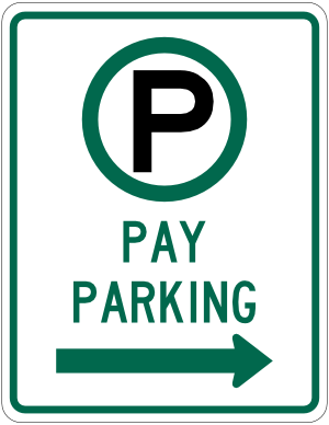 Pay Parking Right Arrow Sign