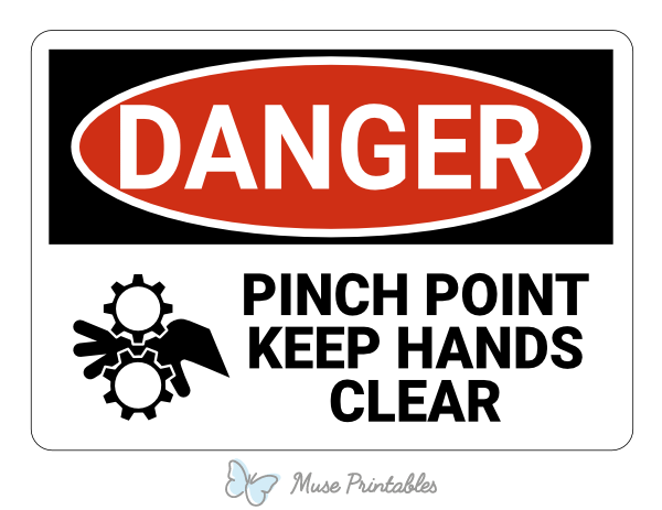 Pinch Point Keep Hands Clear Danger Sign