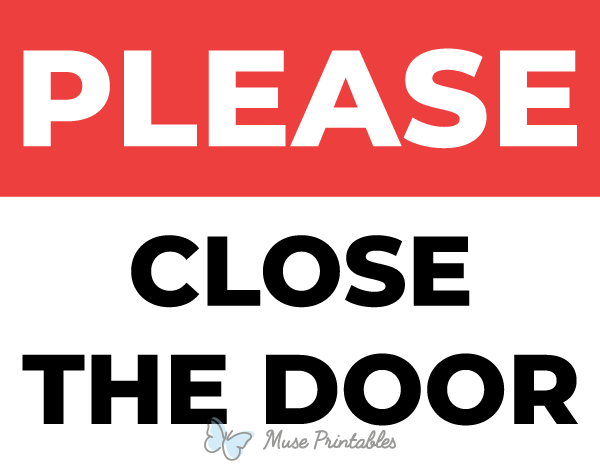Please Close the Door Sign