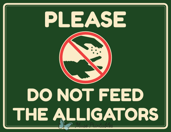 Please Do Not Feed the Alligators Sign