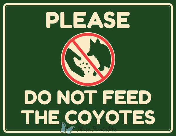 Please Do Not Feed the Coyotes Sign