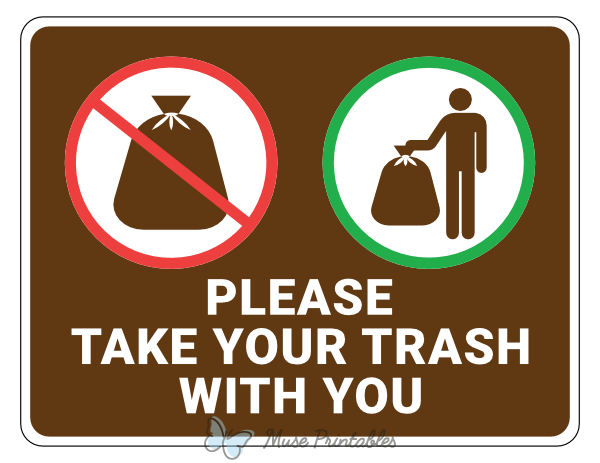 Please Take Your Trash with You Campground Sign