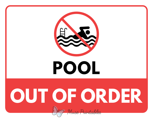 Pool Out of Order Sign