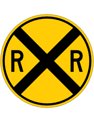 Railroad Crossing Ahead Sign