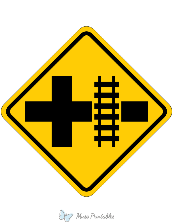 Railroad Crossing on Junction Sign