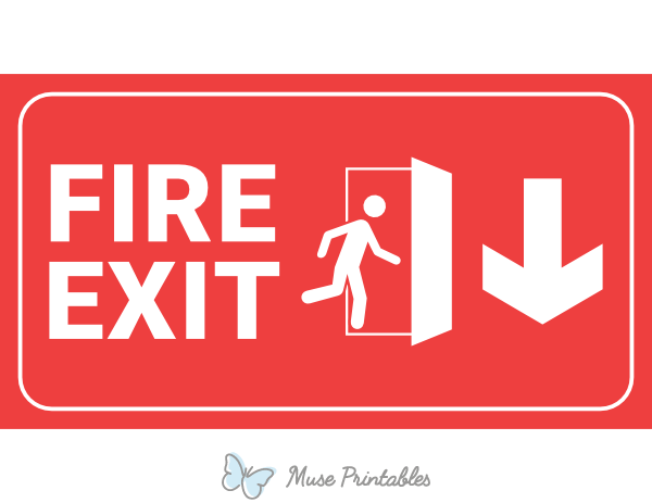 Red Down Arrow Fire Exit Sign