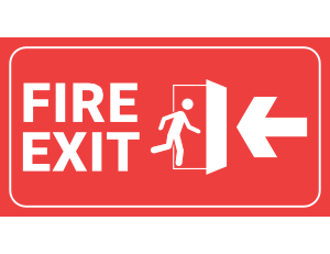 Red Left Arrow Fire Exit Sign