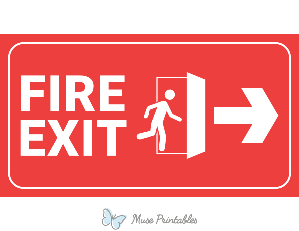 Red Right Arrow Fire Exit Sign