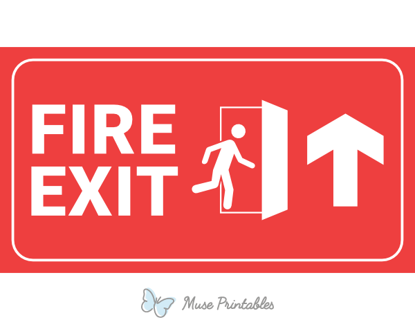 Red Up Arrow Fire Exit Sign