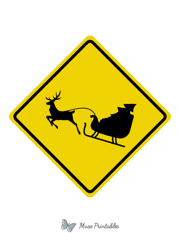 Reindeer and Sleigh Crossing Sign