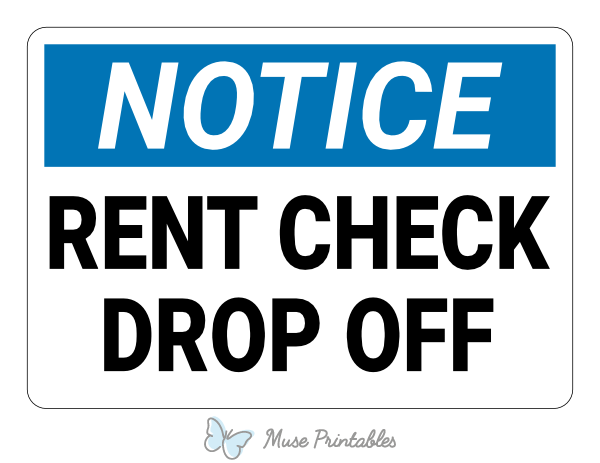 Rent Check Drop Off Notice Sign