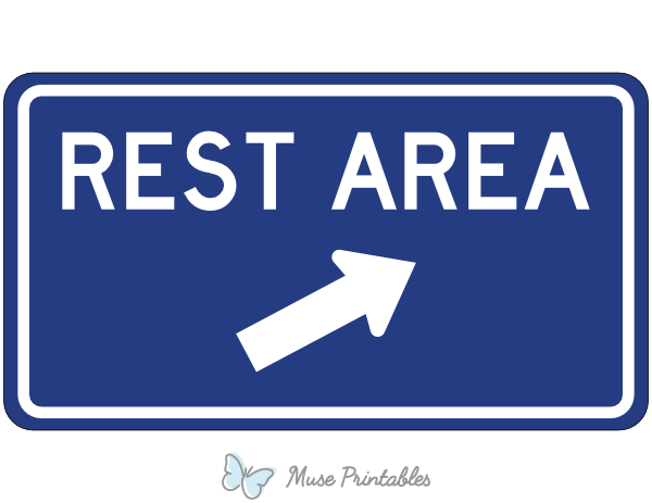 blue rest area sign