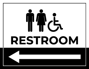 Restroom Left Arrow Sign