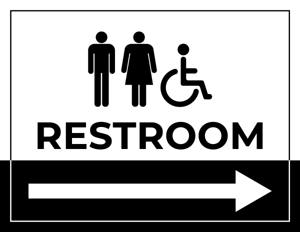 Restroom Right Arrow Sign