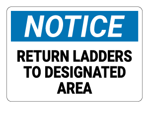 Return Ladders To Designated Area Notice Sign