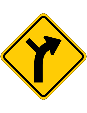 Right Curve with Side Road Sign