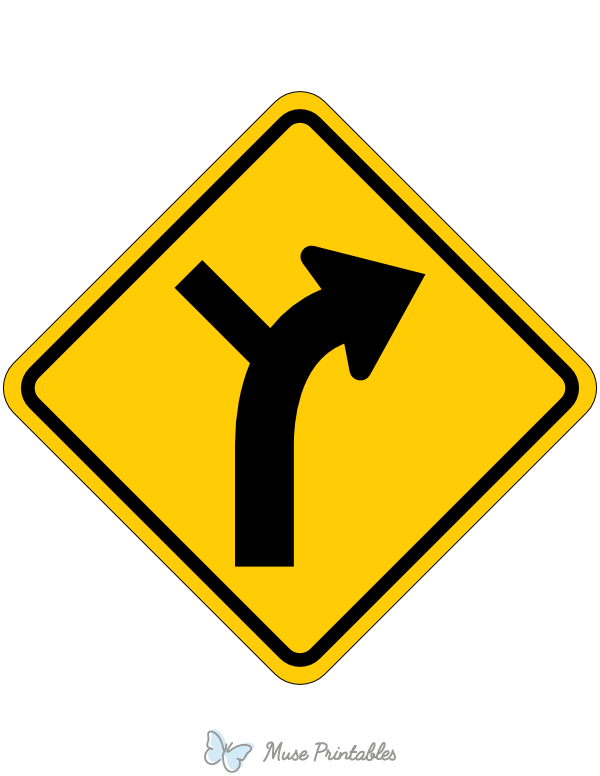 Right Curve with Side Road Sign