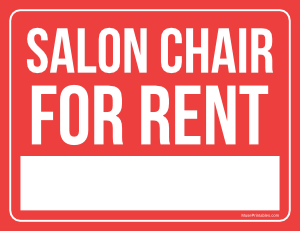 Salon Chair For Rent Sign
