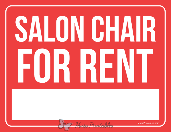 Salon Chair For Rent Sign