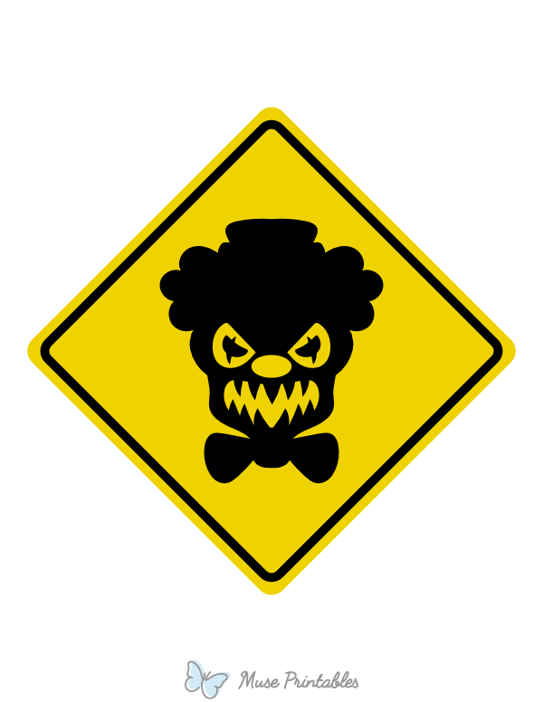 Scary Clown Crossing Sign