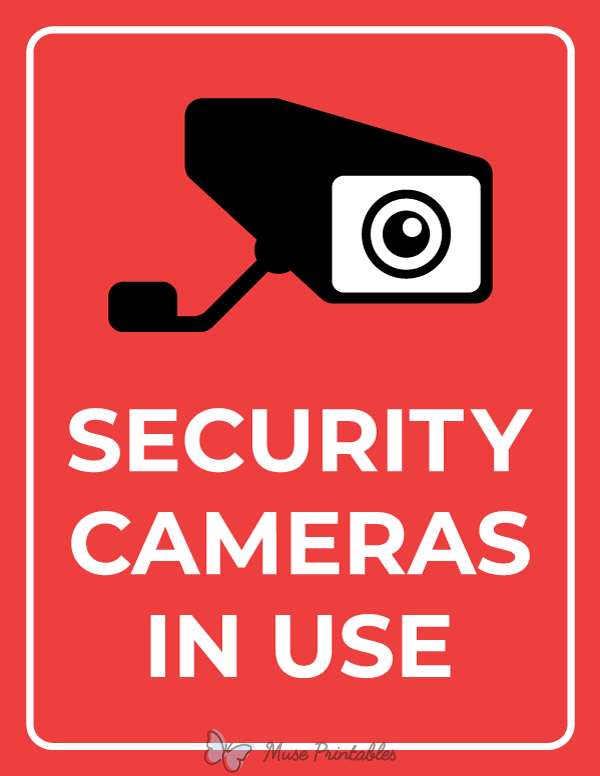 Printable Security Cameras In Use Sign