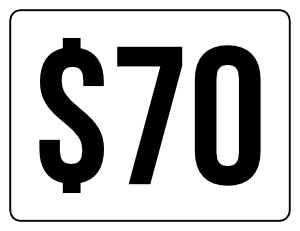 Seventy Dollars Yard Sale Sign