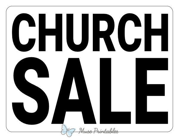 Simple Black and White Church Sale Sign