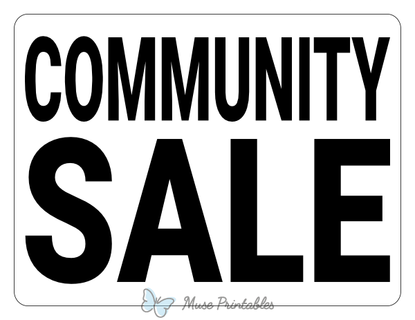 Simple Black and White Community Sale Sign