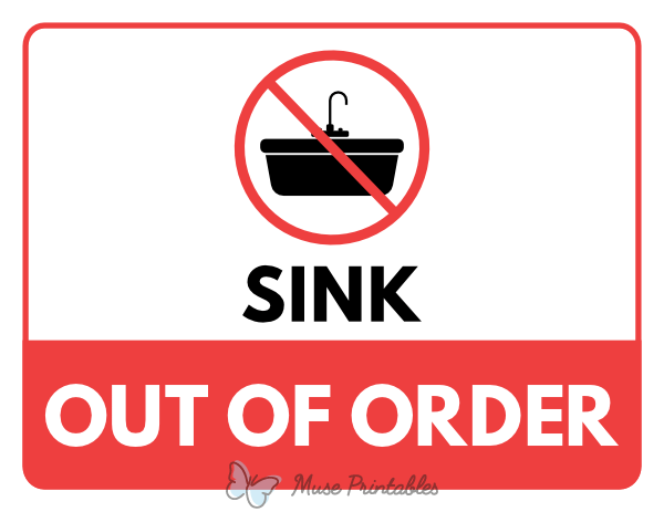Sink Out of Order Sign