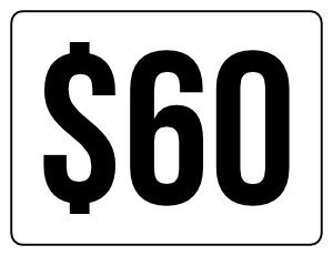 Sixty Dollars Yard Sale Sign