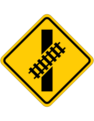 Skewed Crossing Ahead Sign