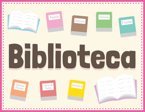 Spanish Library Classroom Center Sign