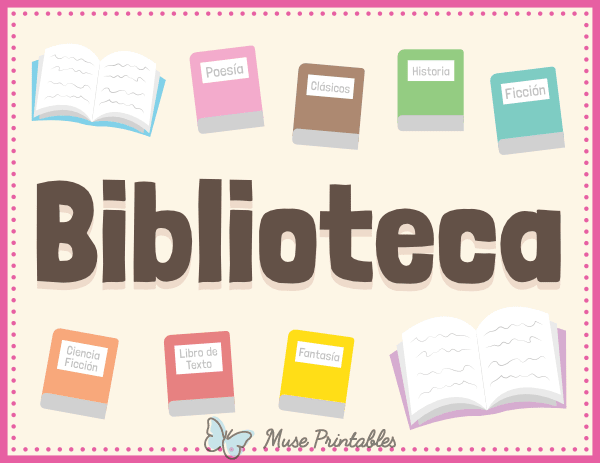 Spanish Library Classroom Center Sign