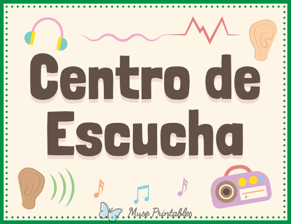 Spanish Listening Classroom Center Sign