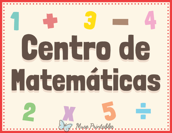 Spanish Math Classroom Center Sign