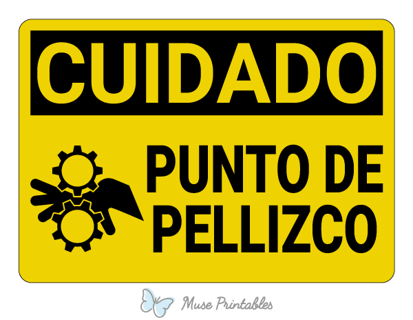 Spanish Pinch Point Caution Sign