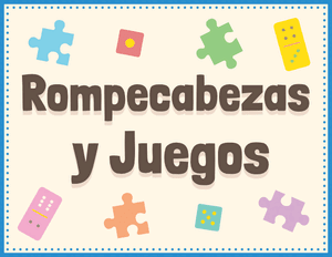 Spanish Puzzles and Games Classroom Center Sign