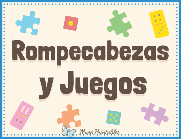 Spanish Puzzles and Games Classroom Center Sign