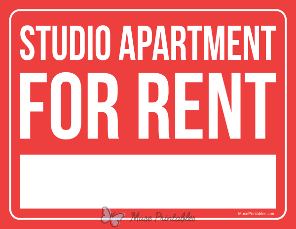 Studio Apartment For Rent Sign