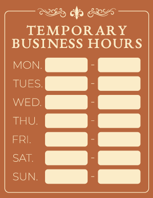 Temporary Business Hours Sign