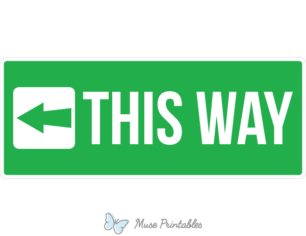 Printable This Way Left Arrow Sign