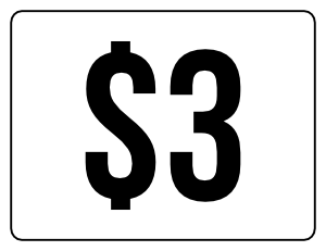 Three Dollars Yard Sale Sign
